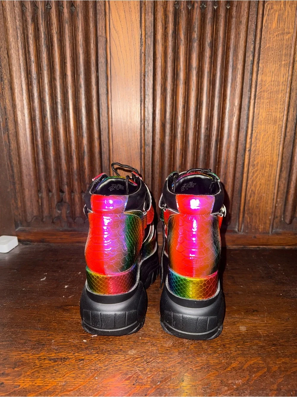 Dolls Kill RARE DISCONTINUED Women's Rainbow Platform Sneakers w/ Black Accents